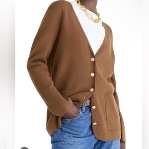 J. Crew NWOT Giselle Sweater Schoolboy Knit Blazer Size M Brown